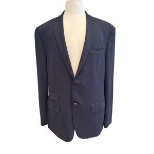 Murano Mens Navy Blazer Jacket 2-Button Single Breasted Notch Lapel Size 42R